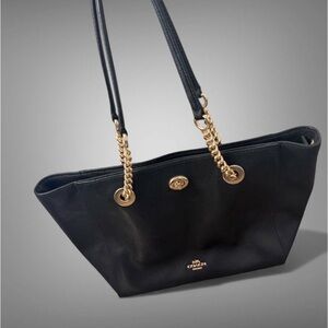 Coach Black Tote with Gold Accents